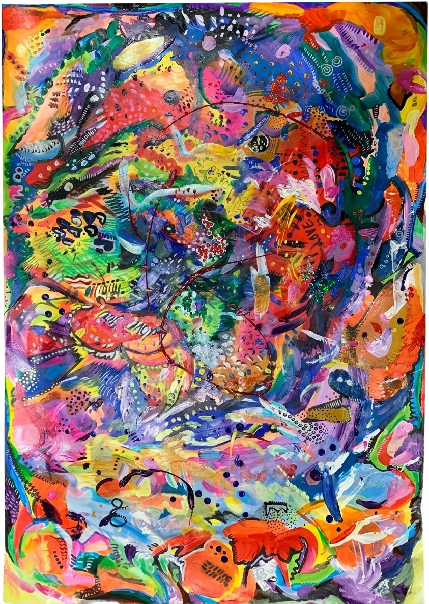 Coral Reef — abstract acrylic on canvas painting by Lara Kirstin