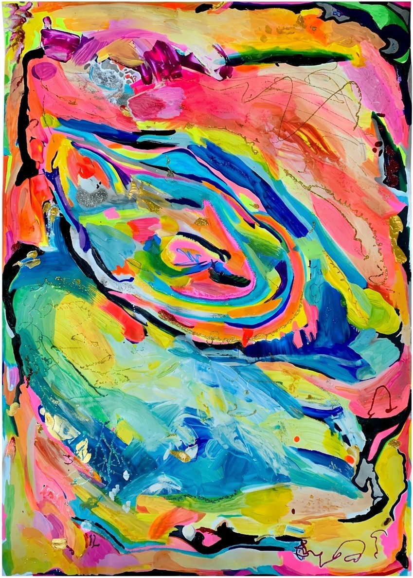 Peace — abstract mixed media on paper painting by Lara Kirstin