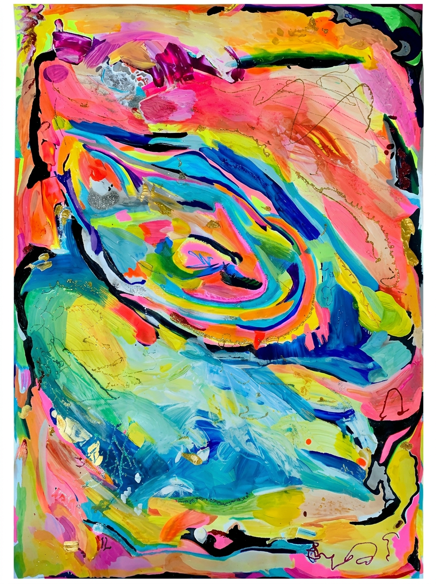 Peace — abstract mixed media on paper painting by Lara Kirstin